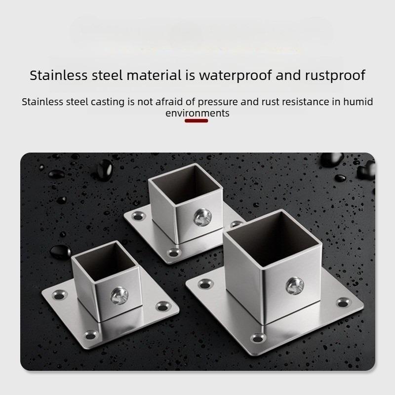 2 PCS Stainless Steel Square Tube Connector, Flange Base Base, Tube Outer Dia. 25-30-35-40mm, Corner Joint Fence Rail Clamps