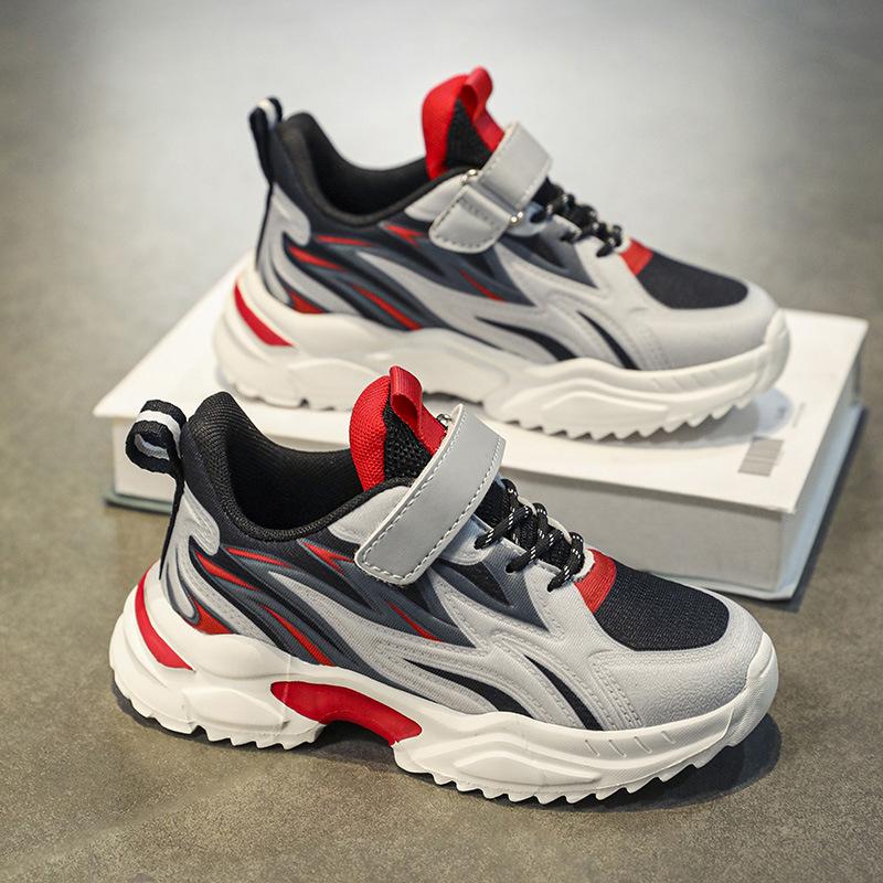 Children's Sports Shoes Boys' Autumn New Velcro Waterproof Running Shoes