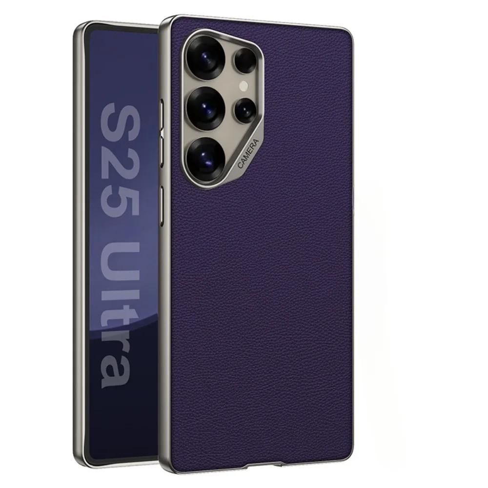 For Galaxy S25 Ultra Shockproof Hard Shell Leather Phone Case for Samsung Galaxy S25 S24 S23 Ultra Protective Cover