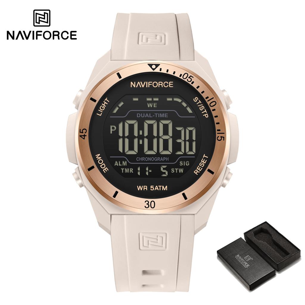 NAVIFORCE Original DIgital Watch Men LCD Display Calendar Date Chronograph Alarm Night Pattern Silicone Strap Waterproof Boys Watch NF7138