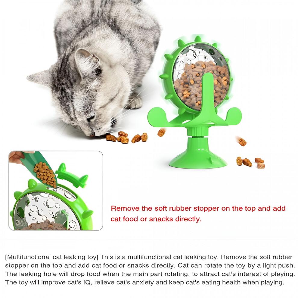 Cat Puzzle Feeder Toys 360 Rotating Wheel Durable Cute Interactive Pet Toy with Powerful Suction Cup