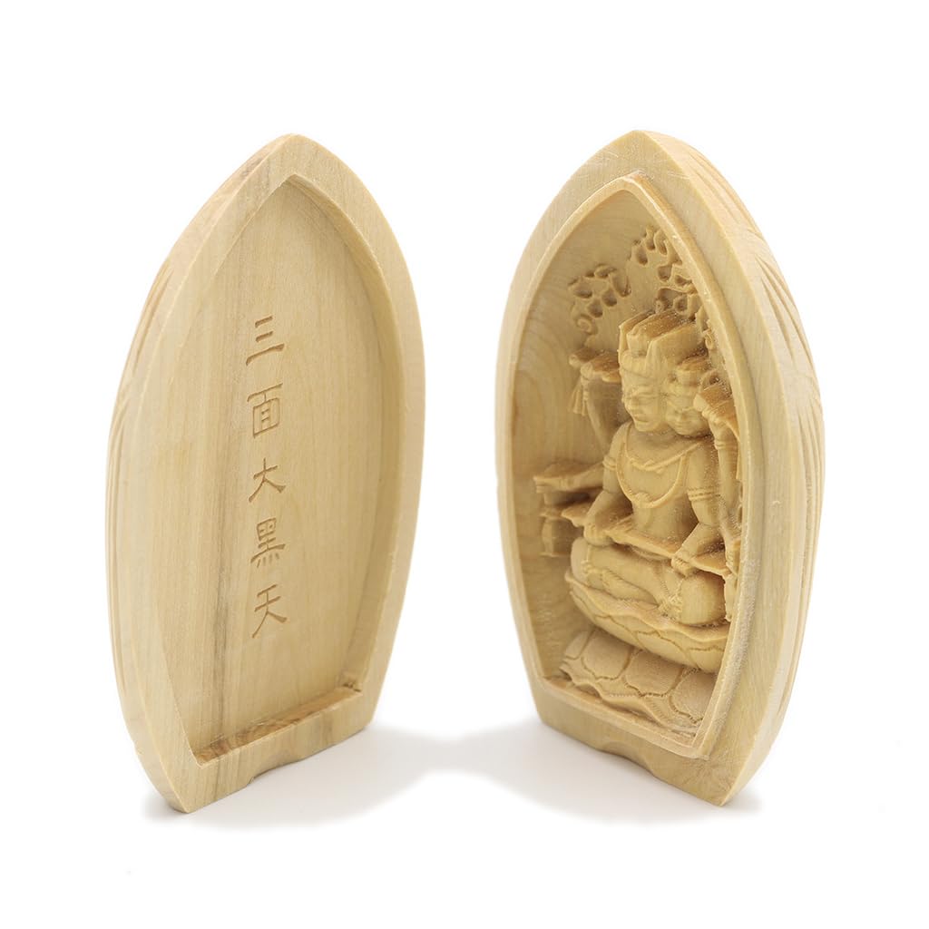 Kurita's Special Guardian Buddha Statue: Three-Faced Daikokuten (Wrathful and Lotus-Shaped Incense Holder Buddha [Pocket Buddha]) Guardian Buddha,