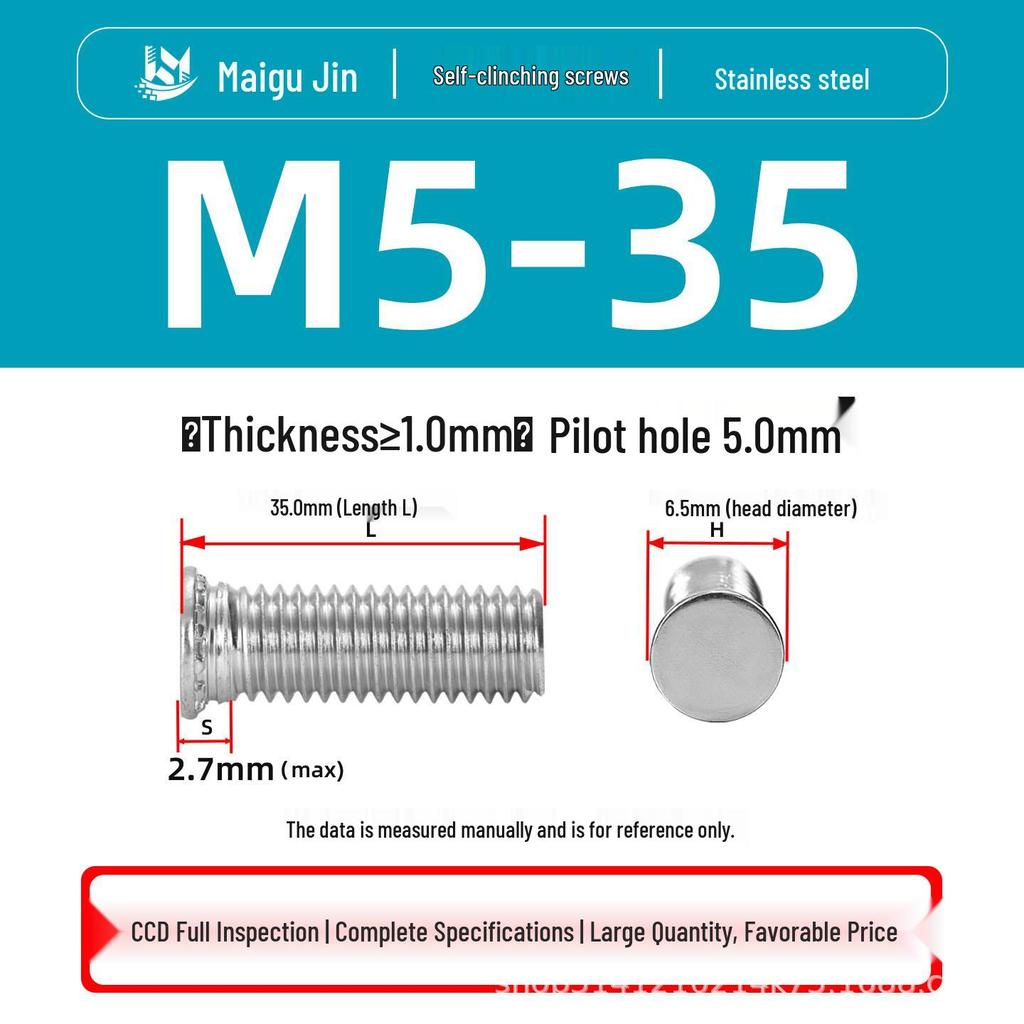 304 Stainless Steel Pressure Plate Cylindrical Head Rivet Screw (FHS-M2 M2.5 M3 M4 M5 M6 M8 M10)
