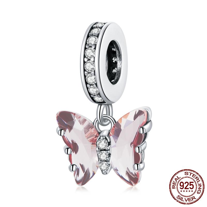 WOSTU Real 925 Silver Heart Beads Flower Retro Pattern Charms Pendant Fit Original DIY Bracelet Necklace Silver Jewelry