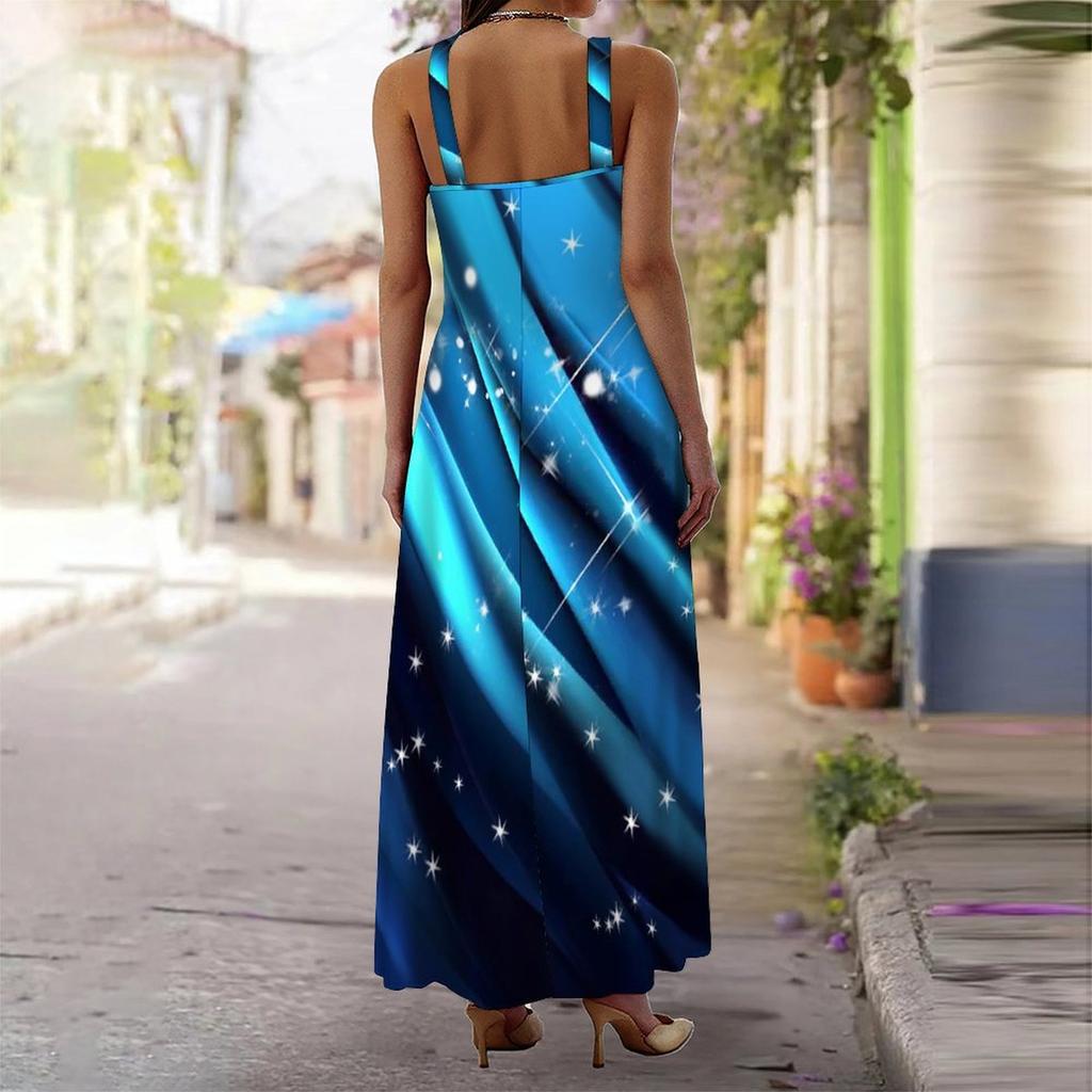 Women's Slip Dress Maxi Long Dress Gradient Print Stitching Print Dress Spring & Summer Leisure Vacation