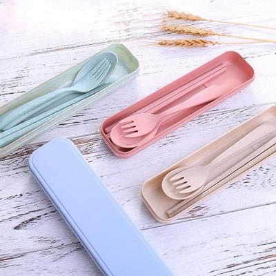 Children's Portable Nordic Wheat Straw Cutlery Set: Fork, Spoon & Chopsticks for Outdoor Travel and Picnic