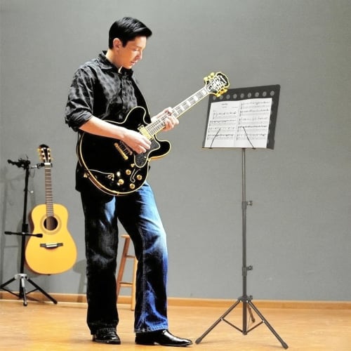 Folding Music Stand, Adjustable Height (75-135cm), Tripod Stability, Tri-Fold Design, Multi-Function Desktop Stand for Reading and Writing