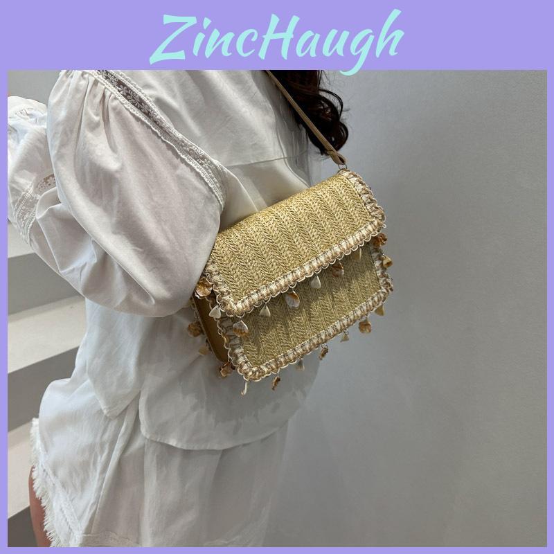 Fashionable Woven Textured Lace And Tassel Decoration Women Casual Shoulder Bag For Daily Use And Vacation
