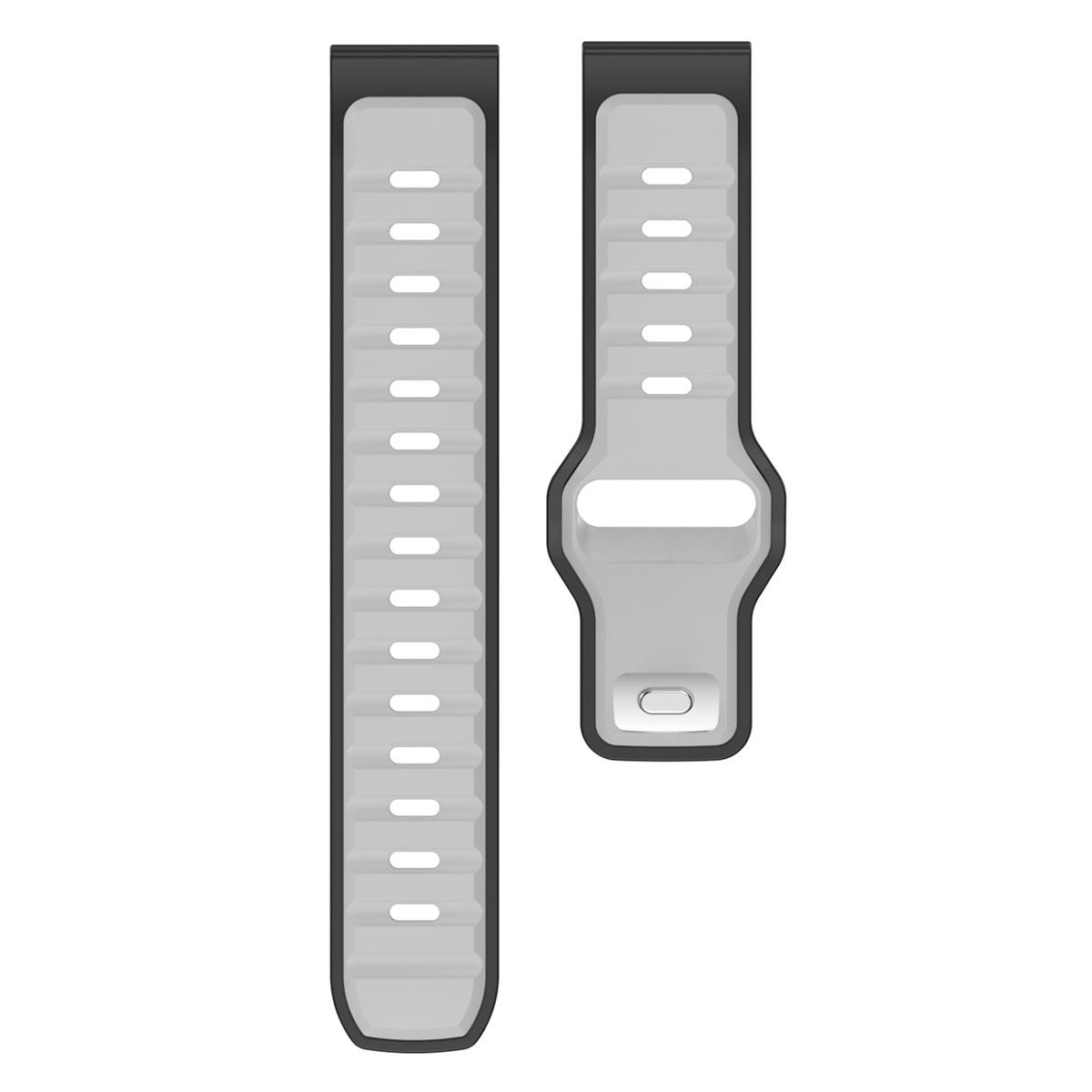 

For Huawei Watch GT 5 46mm/GT 5 Pro 46mm Silicone Strap 22mm Dual Color Sport Wrist Band Grey/Black