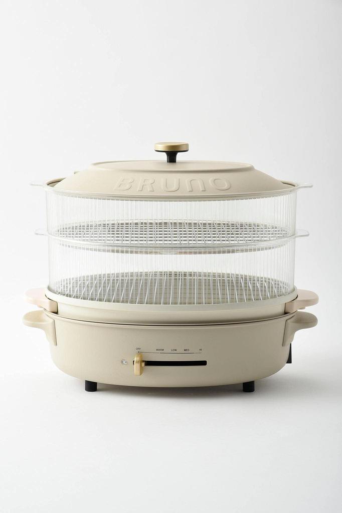 BRUNO Oval Hot Plate Steamer, Electric, 2-Tier, for Steamed Dishes, Meat Buns, and Chawanmushi (BOE053-STEAM)