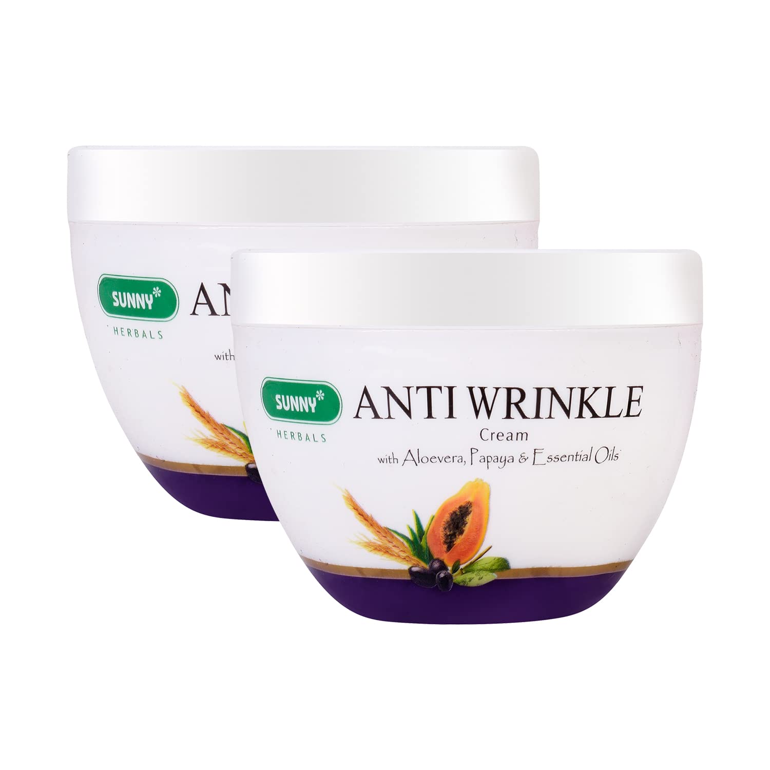 

Sunny Herbals Anti Wrinkle Cream With Aloe Vera Papaya & Essential Oils 125 gmX Pack of 2 Hydrating Firming Youthful Skin