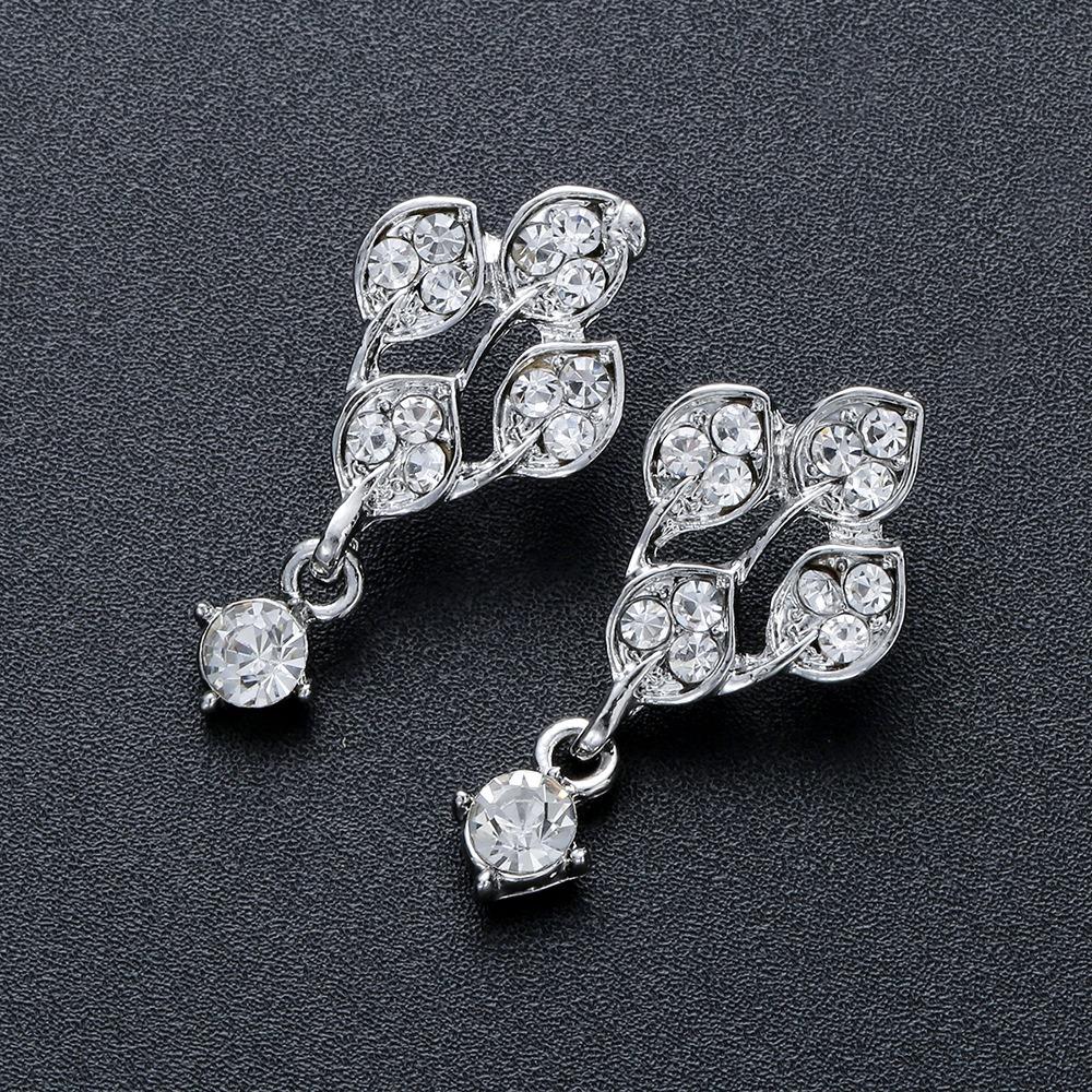 Hot Sale New European and American Wedding Rhinestone Necklace Earrings Two-piece Jewelry Set Stage Accessories