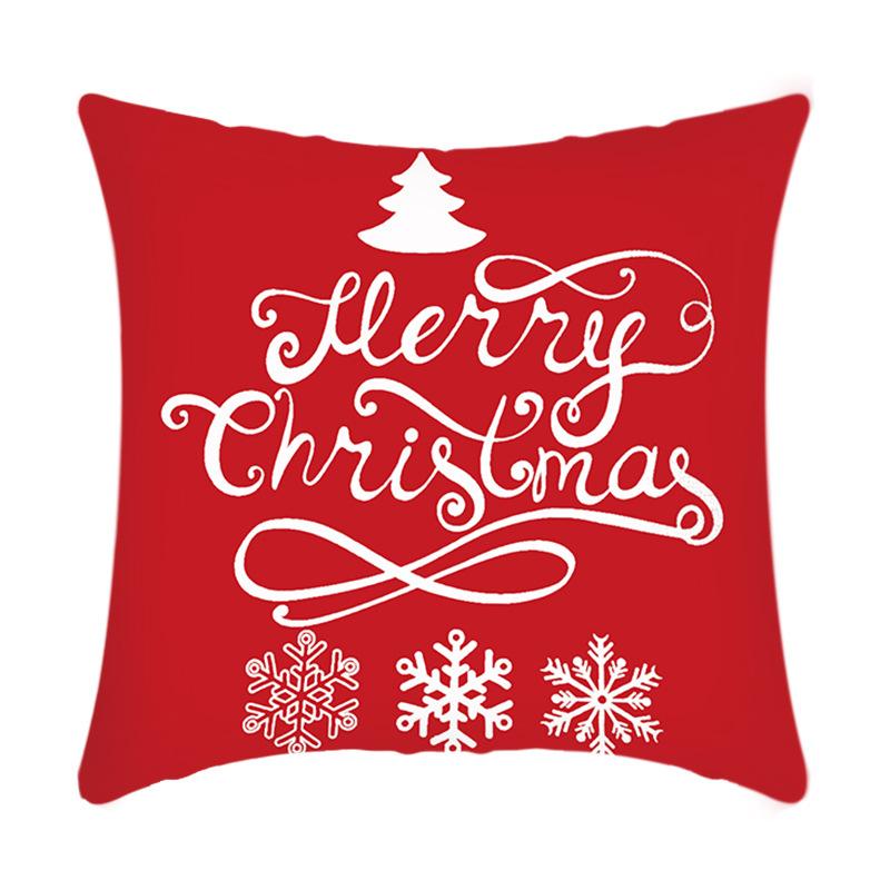 New Christmas Sofa Pillow Cover Home Red Simple Printed Bedside Pillow Cover