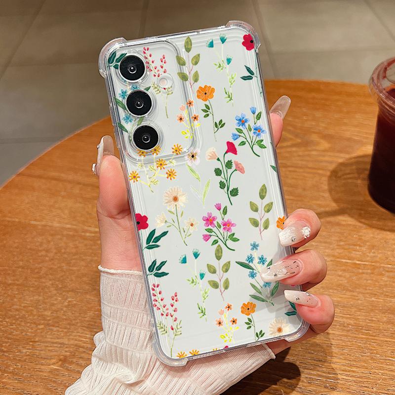 Little Flowers Patterned Phone Case For Samsung Galaxy S26 S25 S24 S23 Ultra S22 Plus S21 S24 S25 FE Clear Shockproof Soft Cover