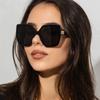New retro large frame cat eye sunglasses women's European and American trend diamond sunglasses gradual change color glasses s