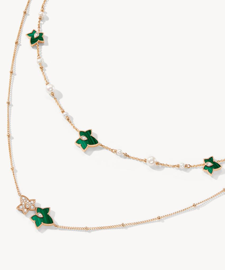 Lola Rose Ivy Malachite Bead Cubic Double Pendant Necklace