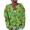 Women's Fashion Christmas Printed Long Sleeve Knitted Cardigan Button Down Jacket