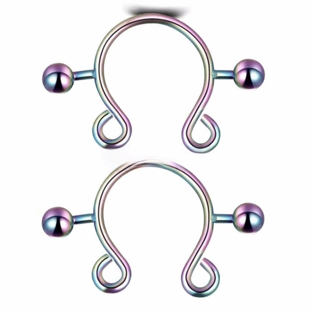 2pcs/set Clip Design Faux Nipple Non Piercing Rings Non Piercing Body Jewelry Intimate Wear