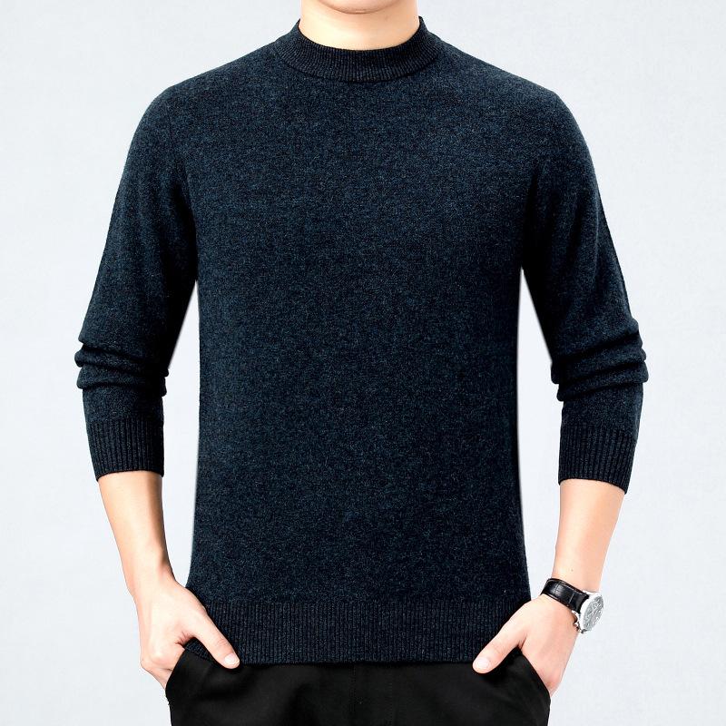 Herren Business Casual dicker Kaschmirpullover - Neuer Stil, Halbhoher Rundhalsausschnitt, 100% Reines Kaschmir, Hochwertige Basisschicht