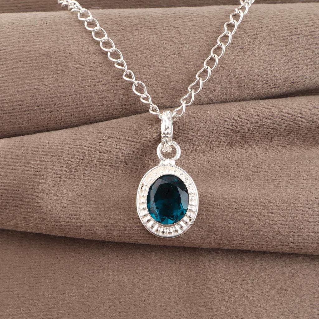 Apatite Bijoux en Argent Fait Main, Pendentif en Argent Sterling 925, Bijoux de Pierre Précieuse Magnifiques Faits Main, Pendentif Apatite Pour Elle