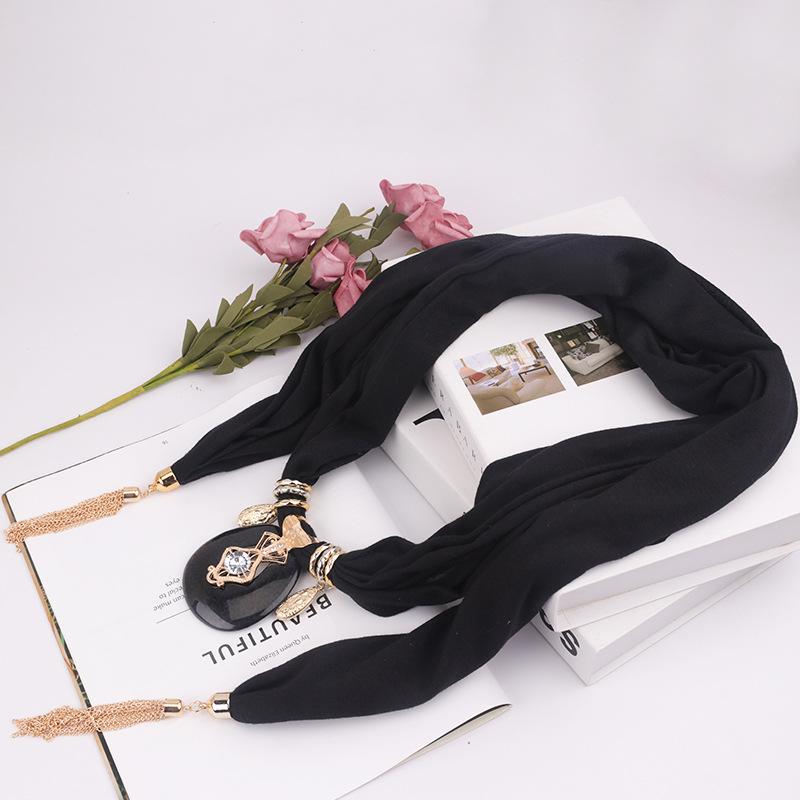 Chiffon Tassel Pendant Scarf Jewelry - Women's Mixed Color Necklace Shawl