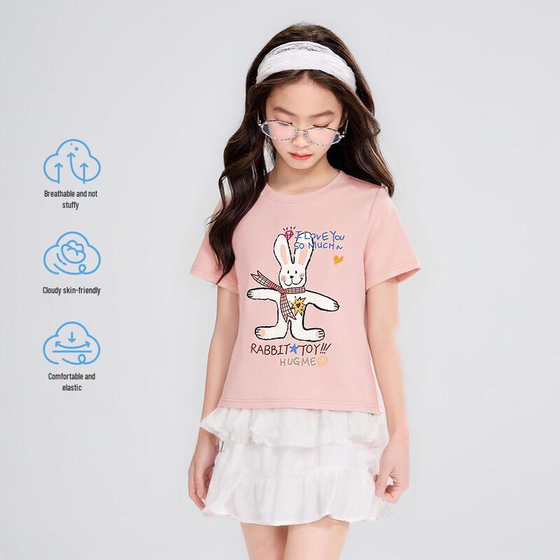 Girls' Cartoon Rabbit Print Short Sleeve T-Shirt