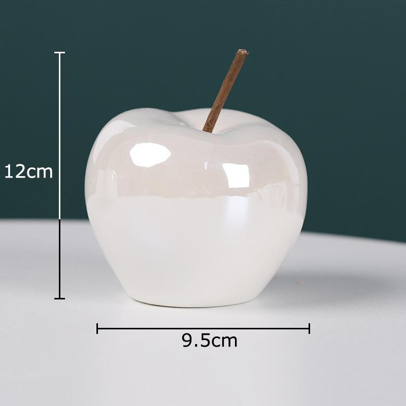 

White Ceramic Apple Statue Decoration Desk Ornaments Apple Sculpture Using Button Batteries Glowing Apple Room Aesthetic Decor