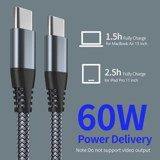 Phone Charging Cable Extra-Long Wide Compatible Stable Output Right-Angle Design Fast Charging 60W