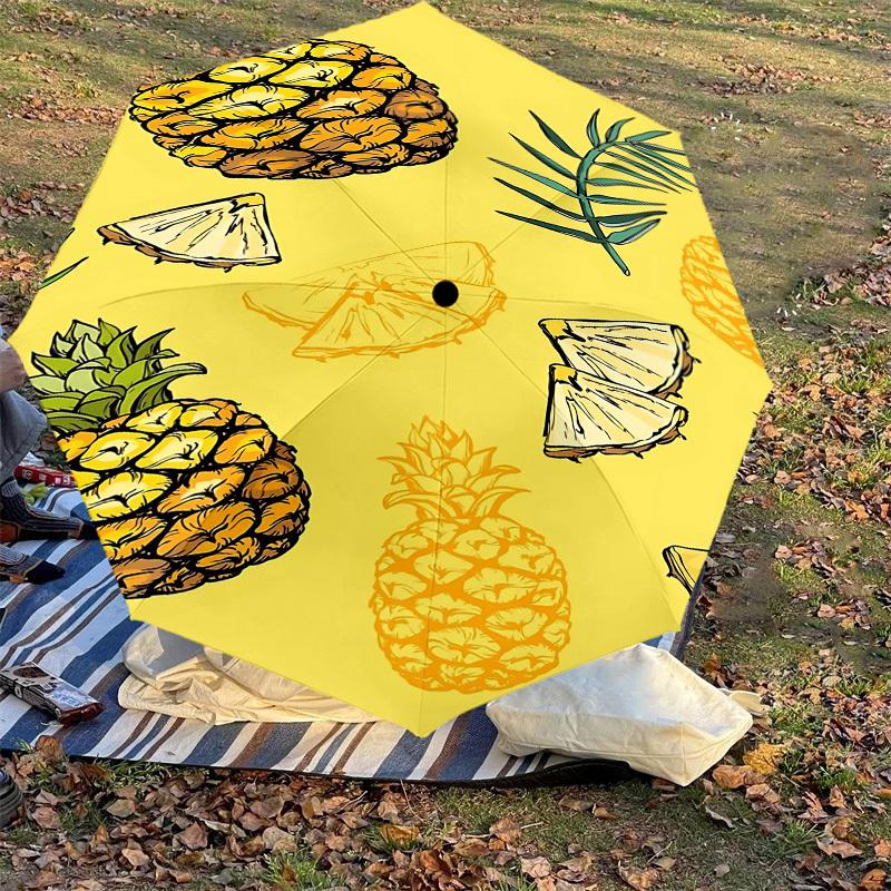 1pc Pineapple Fruit Automatic Open/Close Umbrella Compact Folding Umbrella with 8-Rib Shaft for Women/Men, Elegant Birthday1139S