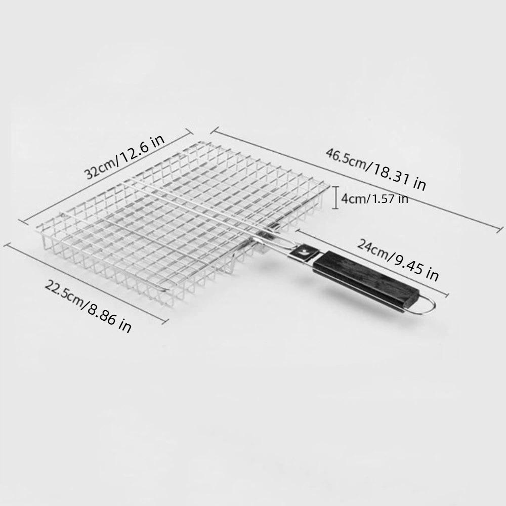 Multi-Functional BBQ Grill Basket Folding Handle Grilled Fish Clip Grill Mesh Backyard