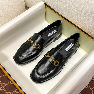 2025 Damen Britischer Stil Schwarze Loafers: Herbst/Winter, Größen 41-43, Flache Lederschuhe