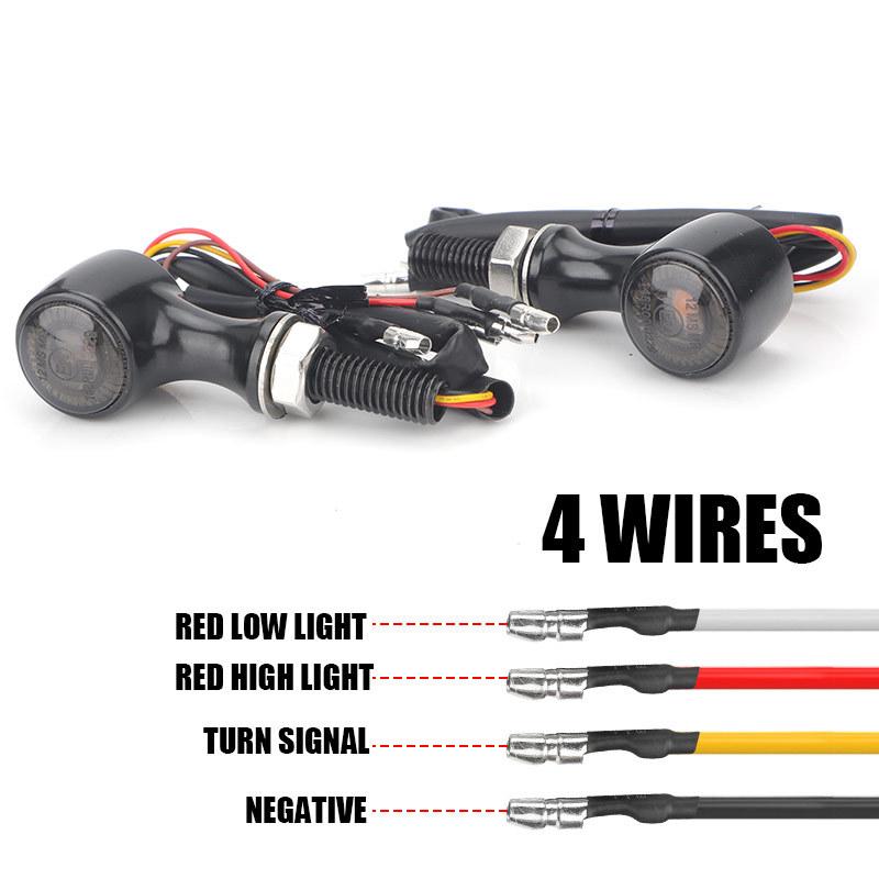 3 In 1 LED Turn Signal Light Indicator Taillight Brake Lamp Blinker for Cafe Racer Bobber Chopper Dyna Motorcycle Lights E24 12V