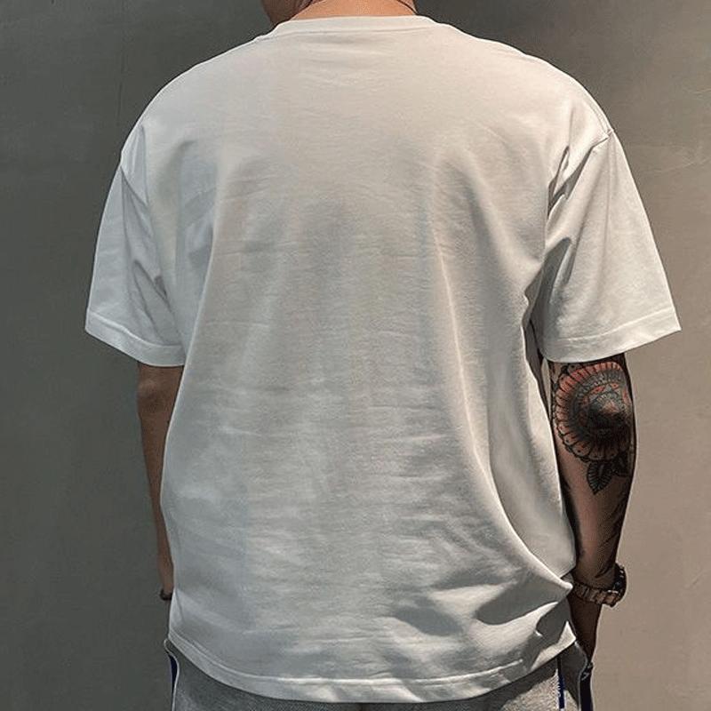 2023 Summer Casual All-match Trend Korean Fashion Short Sleeve Round Neck Solid Color Letter Printed Loose Fashion Youth T-shirt