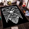 Harley Davidson Skull Wing Pattern Motorcycle Rug Black Style Carpet Suitable for use as an anti-slip for living room bedroom sofas