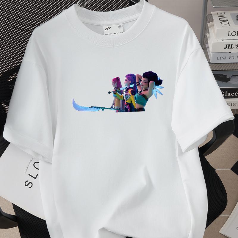 KPop Demon Hunters Huntrix Trykk Herre T-skjorte Sommer Bomull Kort Ermet T-skjorte for Dame O-hals Dame T-skjorte Streetwear Topper