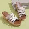 Roman Shoes Versatile Thick Soled Wedge Heel Cross Strap Height Increasing Casual Shoes Thick Soled Slippers
