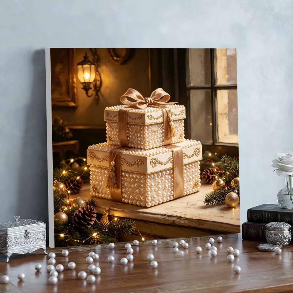 DlY Mini Framed Pearl Painting Kit Beads Christmas Gift Box Canvas Home Decor Painting