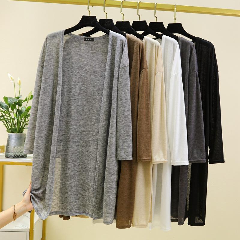 Spring Summer Thin Cardigan for Women Long Sleeves Shirt Sun Protection Clothing Plus Size Loose Air-conditioned Cover Up