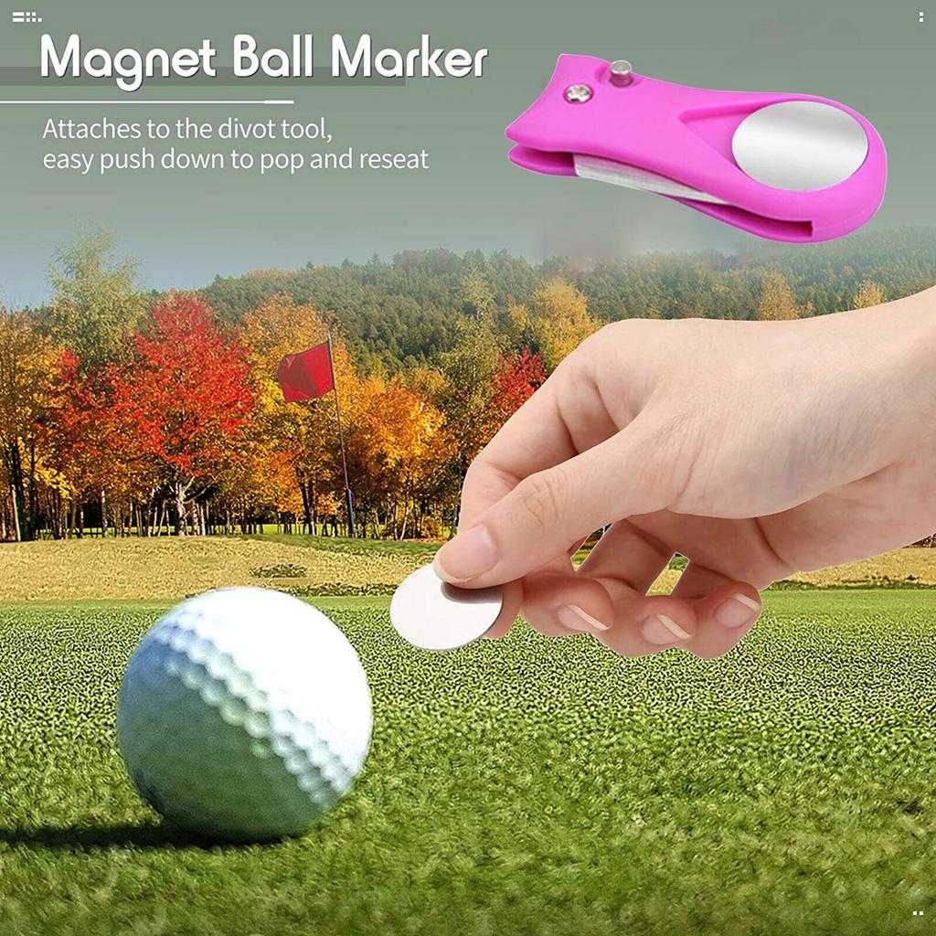 Foldable Golf Tool With Pop-up Button Magnetic Ball Marker Screwdriver Cordless