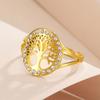 Dawapara Tree of Life Women Ring Clear Zircon Adjustable Ring Yggdrasil Family Tree Couple Jewelry Stainless Steel Wedding Band