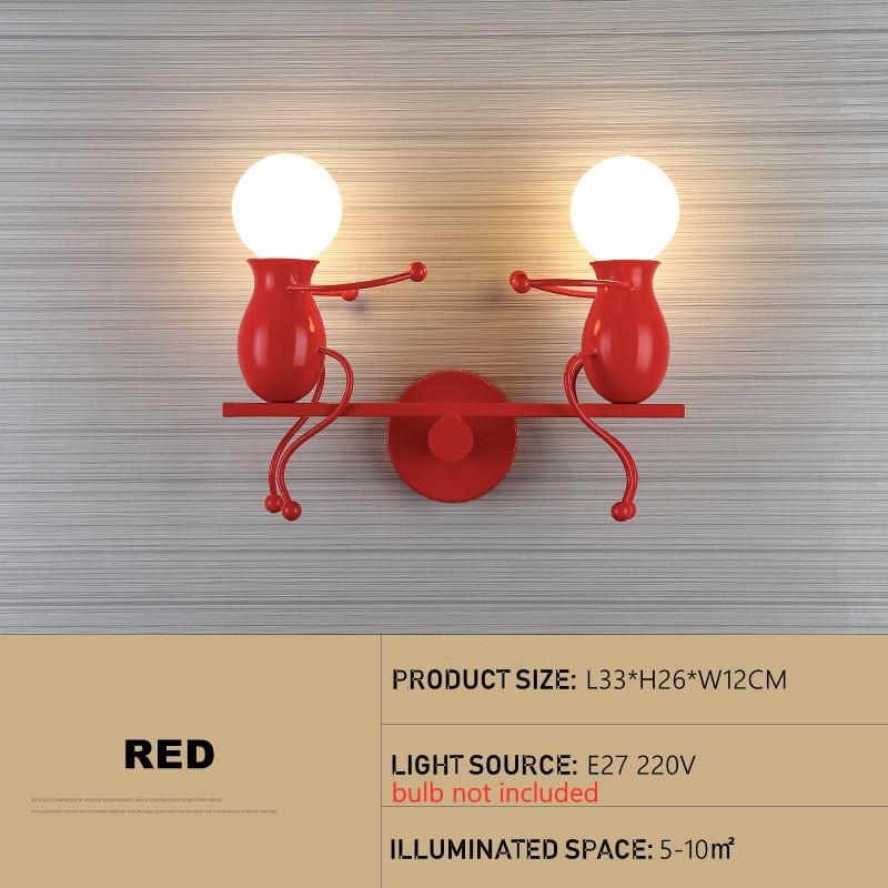 Kreative Humanoide LED Wandleuchte E27 Eisen Cartoon Kleiner Mann Schaukel Wandlampe Kunstdekor für Schlafzimmer Kinderzimmer Wandleuchte Beleuchtung