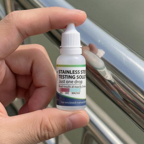 1/2 Pezzi 15ML Liquido di Test in Acciaio Inossidabile, Gocce Identificative Acciaio Inossidabile 200-304, Soluzione di Analisi per Tavola di Test Metalli per Laboratorio Cucina