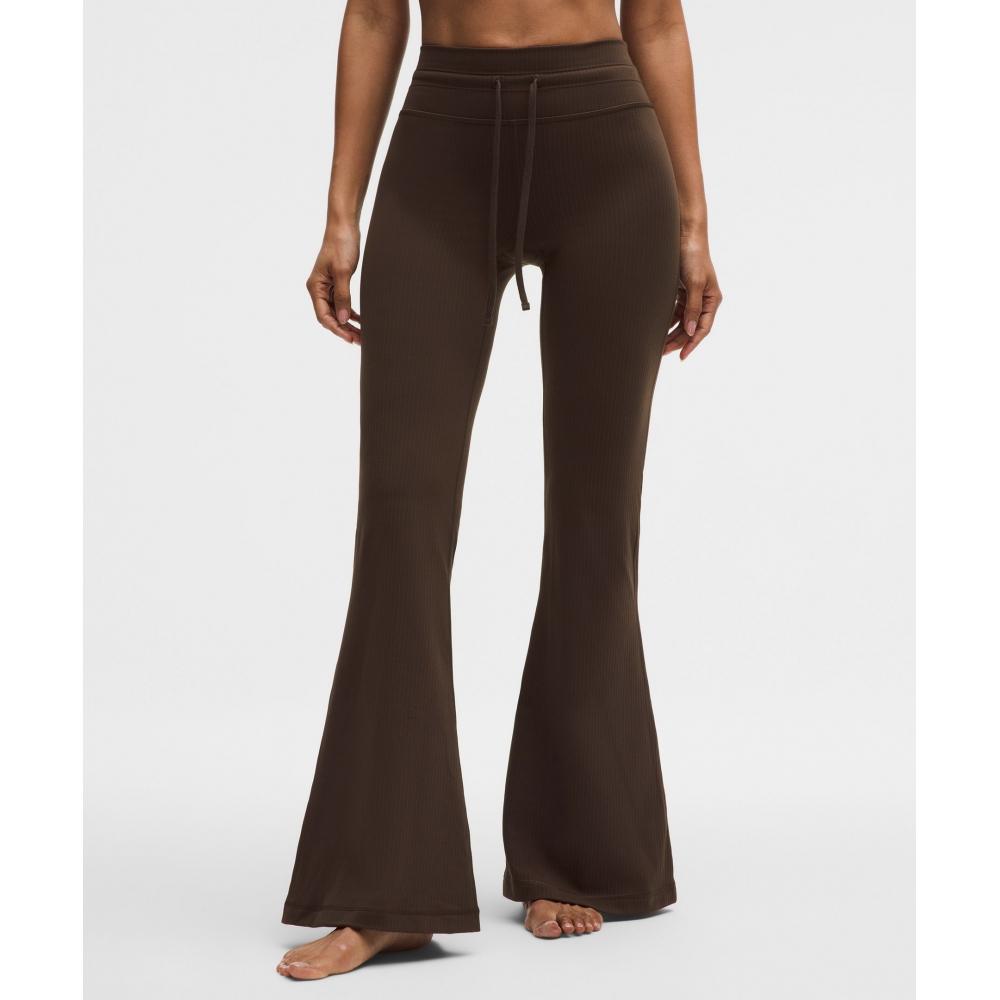 Lululemon Groove High Rise Ribbed Wide Flare Pant Walnut Crunch