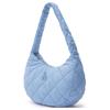 New MLB Polyester Hobo Bag Shoulder Bag Medium Women's Light Blue 3ABQM0936-07SBS