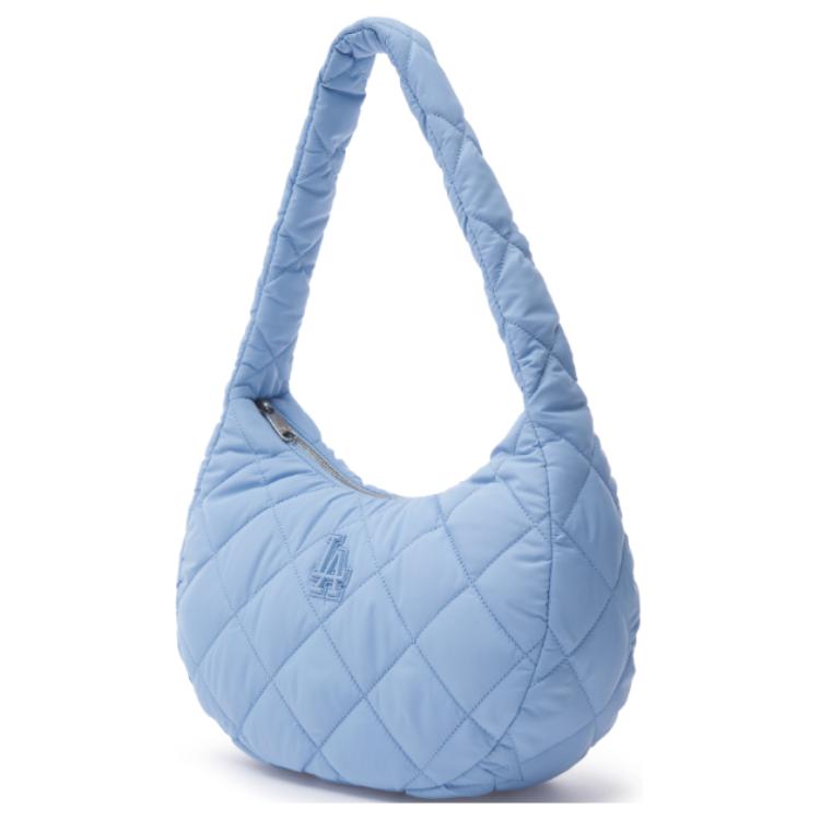 New MLB Polyester Hobo Bag Shoulder Bag Medium Women's Light Blue 3ABQM0936-07SBS