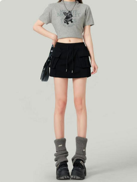 

White High-Waisted A-line Sports Skirt, Autumn 2025, Anti-Exposure, For Petite Women XXL