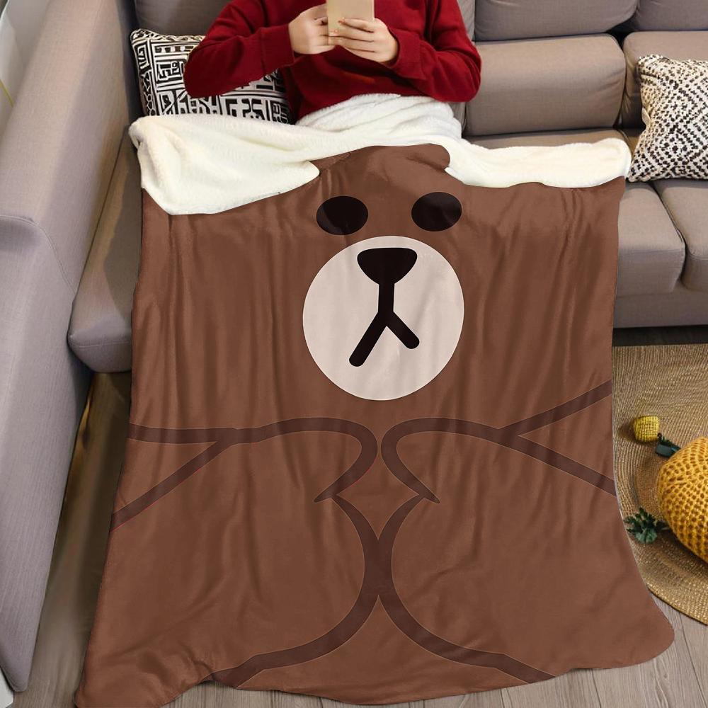 Cute Brown Bear Face Flannel Blanket Warm Soft Halloween Christmas Couch Warm Cozy Decorative Decor Gift For All Season