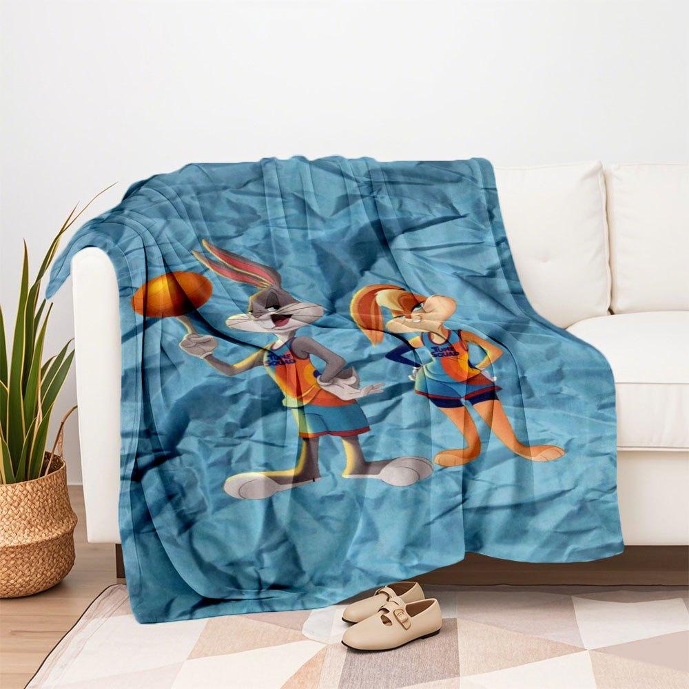 Tune Squad Basketball Jersey for Kids - Cartoon Bunny Sports ShirtBlanket Flannel Throw Blanket for Sofa, Bed, Travel, Camping, Office