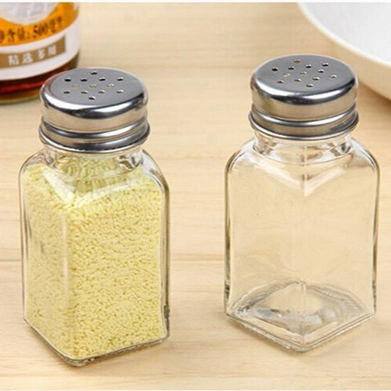 Glass Spice Bottles for Kitchen & Restaurant - Pepper, Sea Salt, and Seasonings