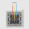 European Standard 86 Type French Socket Wall Power Supply 16A Tempered Glass Panel